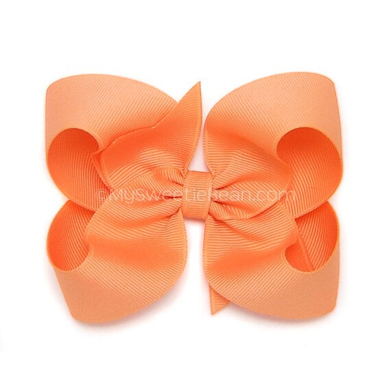 Peach Boutique Bow 4 inch Hair Bow Apricot Bow by MySweetieBean