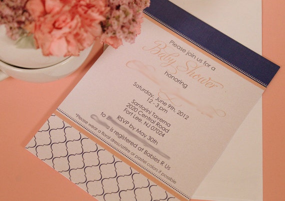 MODERN QUATREFOIL Printable Party Invitation - Pink and Navy Printing Available Il_570xn
