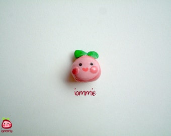 Miniature Clay iammie, apple, strawberry, clay figurine, polymer clay, clay figure, cartoon, logo, mini, poly clay, little, pink, fruits
