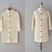 cable knit sweater coat / fisherman's sweater / cream knit coat