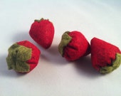 Felt Strawberries for Play Kitchen Waldorf Inspired Hand Sewn
