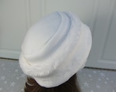 FAUX FUR Adult HAT with luscious soft white beaver fur, Snow white fur hat, Women's Fur Hat