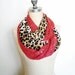 RESERVED The Infinity Scarf in Coral Red Lace and Tan Leopard Sweater Knit