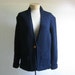 Vintage navy blue preppy woven wool cardigan sweater