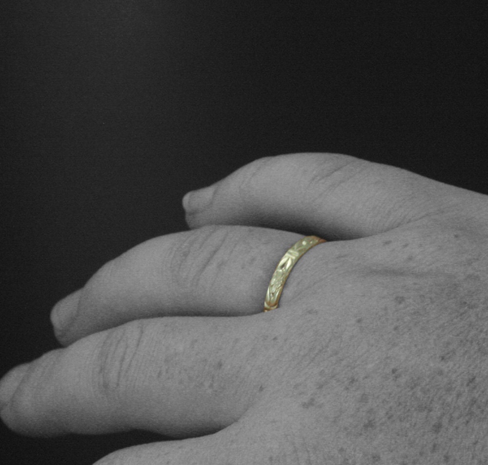 Romance in the Garden Wedding Band SetPersonalized Wedding