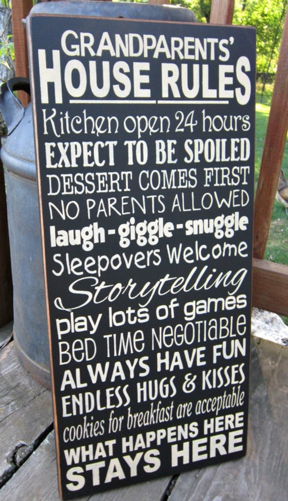 Large Wood Sign Grandparents House Rules