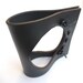 Women's black leather cuff bracelet. Unique and original design hand made with leather thong stitching detail