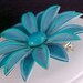 Stunning Aqua All Metal Flower Brooch/Pin