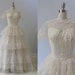 RESERVED vintage 1950s Wedding Dress / Short Sleeve Dress / Strawberry Embroidery / Camilla