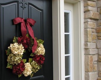 HOLIDAY Hydrangea Wreaths, Wreaths, Holiday Wreaths, Christmas Wreath, Christmas Hydrangeas, Front Door Wreaths, Holiday Home Decor