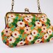 Little handbag - Retro flowers - Rotary phone in Ambrosia - metal frame purse with shoulder strap