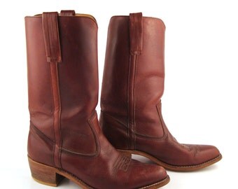 Dexter Cowboy Boots Vintage 1970s Dexter Whiskey Brown Leather Campus Boots Men's size 10
