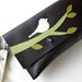 Leather Clutch Wristlet - RUSTIC - Buttercream Bird on Branch with Scattered Leaves