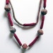 Burgundy and mixed colors wool yarn necklace, handmade wool beads, yarn jewelry