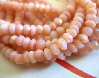 Shop Sale.. PINK OPAL Rondelles Beads, 1/2 Strand, Luxe AAA, 3-3.5 mm, Light Pink, October birthstone brides bridal exotic solo