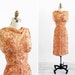 vintage 1950s dress / 1960s dress / Nude Floral Silk Chiffon Cocktail Dress