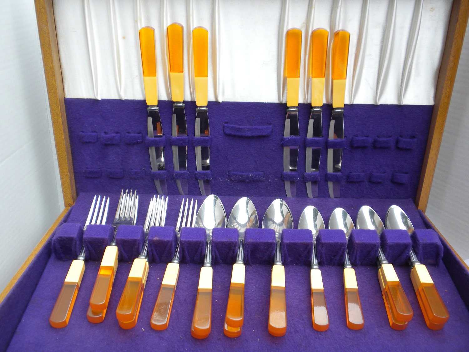 vintage bakelite flatware set for six stainless steel