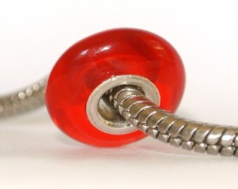 Lampwork Glass Bead fits All Big Hole Bead European Bracelets - Orange Candy BHB