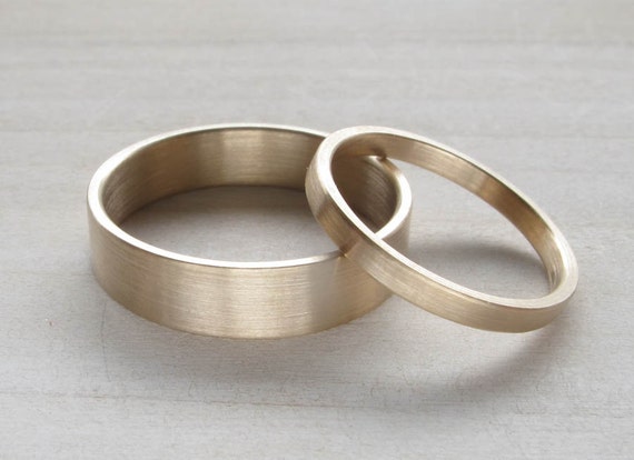 Eco-friendly Wedding Band Set - recycled 14k yellow, white or rose ...