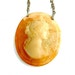 Long Bold Vintage Cameo Jewelry Statement Necklace, Butterscotch Celluloid Jewelry