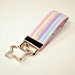 Fairy Kei Wristlet Fabric Mini Key Fob Key Ring Pastel Glitter Stripes
