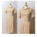 1950s Wiggle Dress - Tan Fleur de Lis Print Wiggle Dress