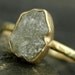 Huge Rough Diamond Engagement and Wedding Ring Set in 18k Yellow Gold