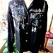 RESERVED // 1950s RARE Novelty Black Cotton Shirt Hand Painted Paris Parisian Street France in Gold White Turquoise Rhinestones M/L