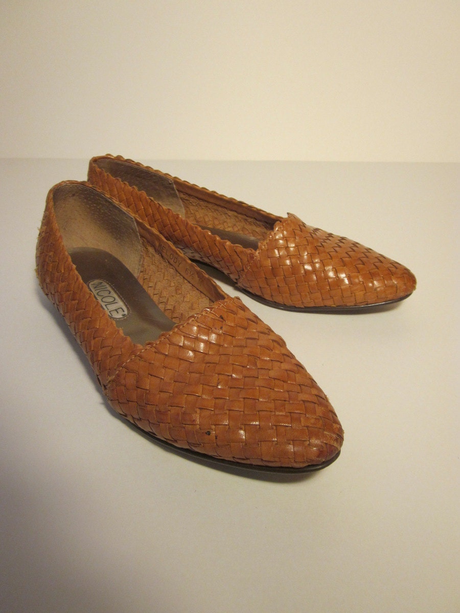 Brown Woven Leather Loafer Shoe by Nicole 6.5M