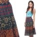 70s Hippie Skirt Ethnic Wrap Midi 1970s Boho Cotton Navy Blue Floral Bohemian High Waisted Vintage Festival Batik Extra Small Medium XS S M
