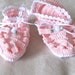Crochet Baby Thread Booties Girly Dressy Size 6 Mos Gift Idea Handmade Crocheted New Christening Lacy Pink and White