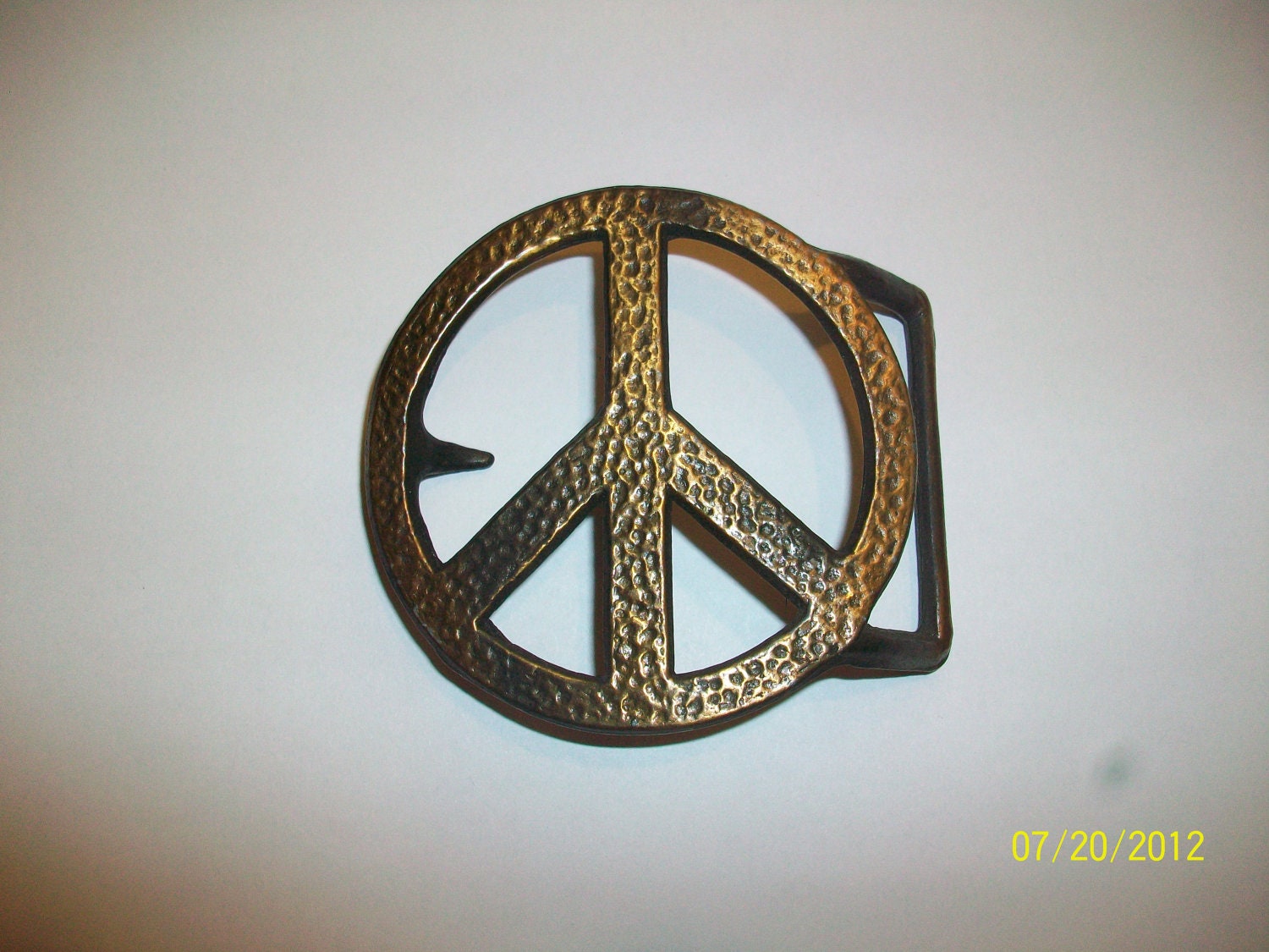 Antique Silver Peace Symbol Love Sign Belt Buckle For Men