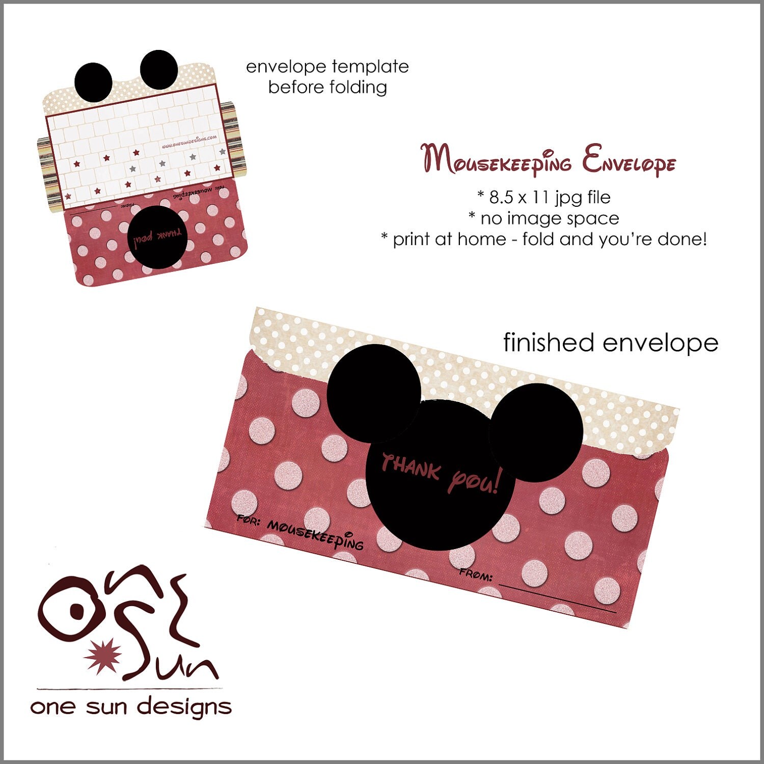 Disney Mousekeeping Printable Envelope print at by OneSunDesigns