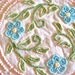 Pink Pops and Aqua Daisies Vintage Chenille Bedspread Fabric 41 x 27 Inches