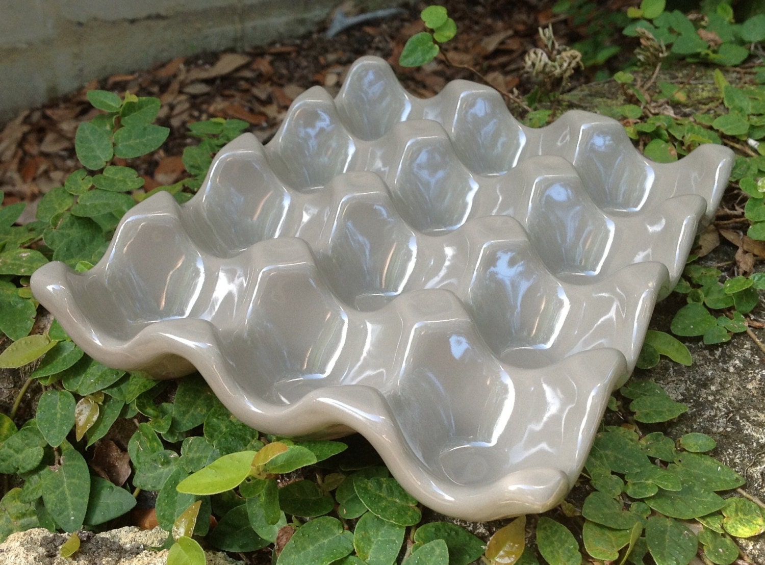 Ceramic egg crate egg holder taupe farmers market go