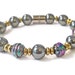 Hematite Beaded Bracelet w/ Iridescent Glass Beads, Magnetic Bracelet, Magnetic Hematite Jewlery, Good Health Jewelry, Healing Jewelry