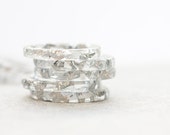 Resin Stacking Ring Silver Flakes Icicle Thin Small Ring OOAK white minimalist jewelry rusteam
