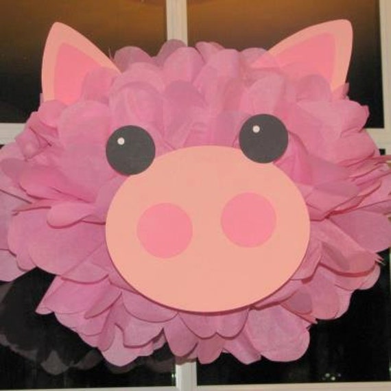 Pig tissue paper pompom kit Old MacDonald farm party