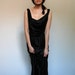 Black Maxi Dress Vintage Lingerie Slip Dress Cowl Neck Striped Dress - Small S