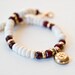 SALE LOVE20 COUPON White Bone with Gold Ohm Yoga Charm Bracelet