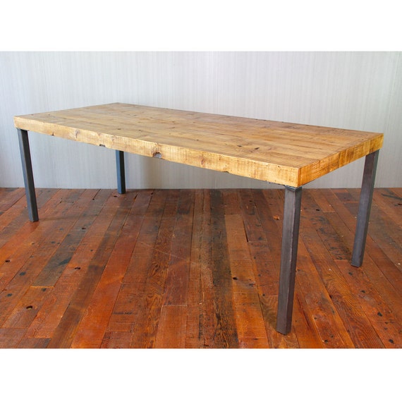 Reclaimed Wood Dining Table Hudson Steel Legs by CroftHouseLA