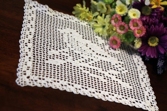 Crochet Bird Doily by DoilyMania on Etsy