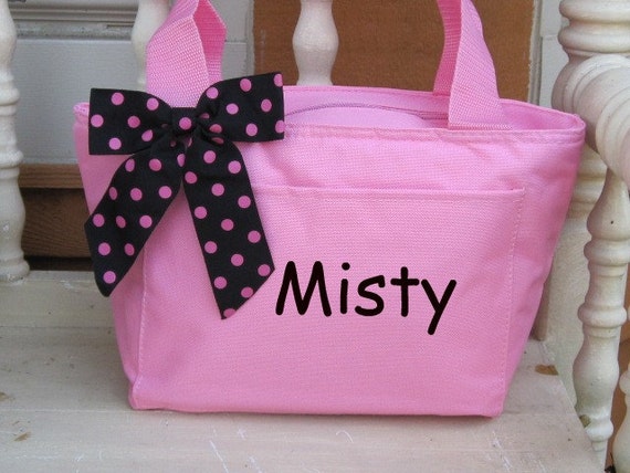 Monogrammed Light Pink Insulated Lunch Bag Box Cooler Personalized