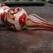 christmas mid century coral glitter tree topper european glass vintage