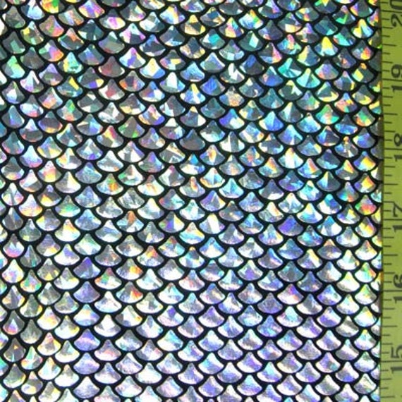 Items similar to Silver Small Fish Scale Lycra Fabric on Etsy