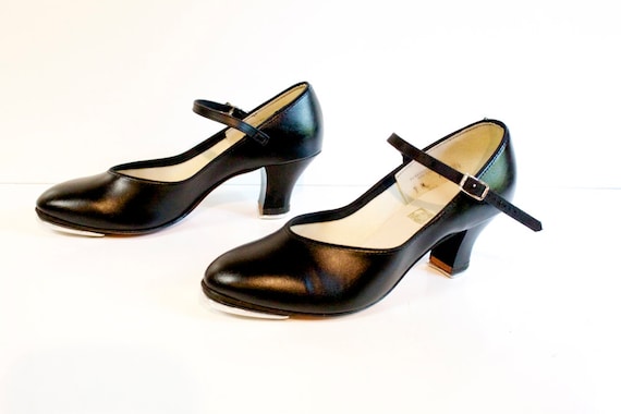 Vintage Black Leather Capezio Tap Shoes Size 7