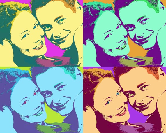 pop art portrait - Andy Warhol style couples portrait, wedding gift ...