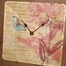 Wall Clock Shabby Chic Aqua Butterfly Glass Plate Wall Clock No. 883 (8 inches)