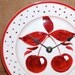Wall Clock - Hand Painted Cherries Porcelain Plate Wall Clock No. 890 (8 inches)