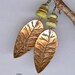 Handmade Copper Leaf Earrings w-Green Serpentine Stones & Wood Beads, Nature Jewelry, Leaf Earrings, Artisan Metalsmith Jewelry